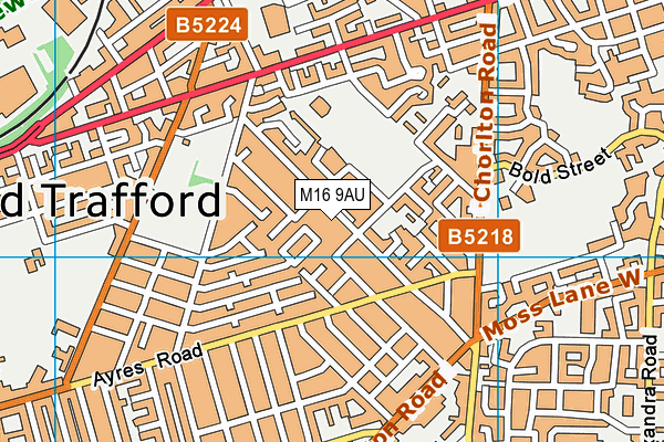 M16 9AU map - OS VectorMap District (Ordnance Survey)