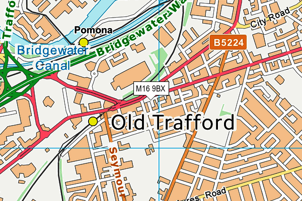 M16 9BX map - OS VectorMap District (Ordnance Survey)