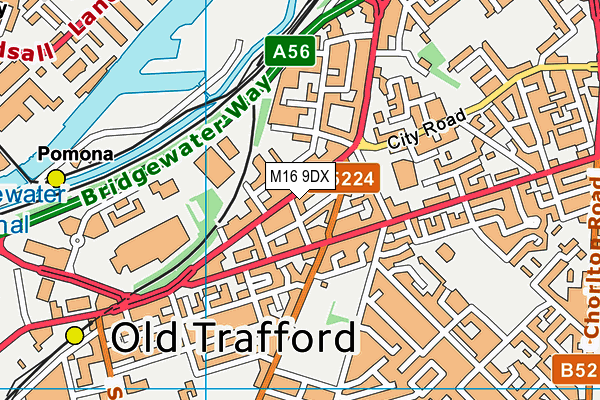 M16 9DX map - OS VectorMap District (Ordnance Survey)