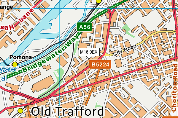 M16 9EX map - OS VectorMap District (Ordnance Survey)