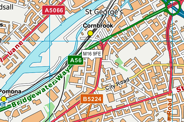 M16 9FE map - OS VectorMap District (Ordnance Survey)