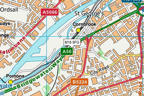 M16 9FG map - OS VectorMap District (Ordnance Survey)