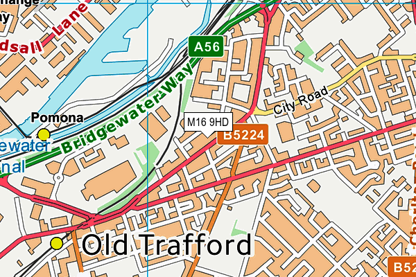 M16 9HD map - OS VectorMap District (Ordnance Survey)