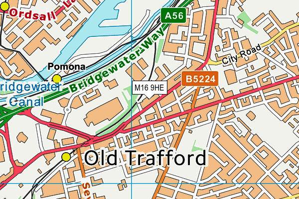 M16 9HE map - OS VectorMap District (Ordnance Survey)