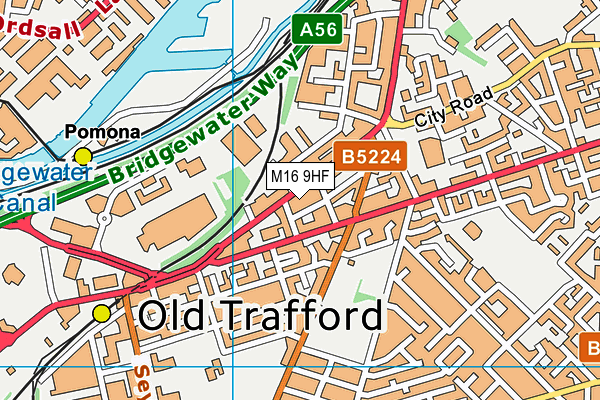 M16 9HF map - OS VectorMap District (Ordnance Survey)