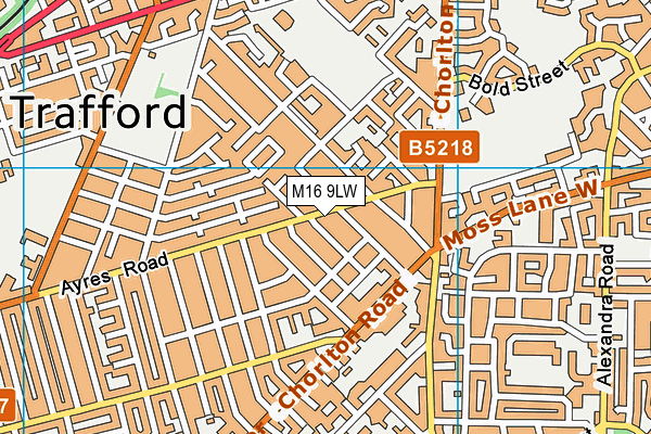 M16 9LW map - OS VectorMap District (Ordnance Survey)