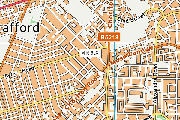 M16 9LX map - OS VectorMap District (Ordnance Survey)