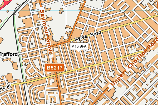 M16 9PA map - OS VectorMap District (Ordnance Survey)