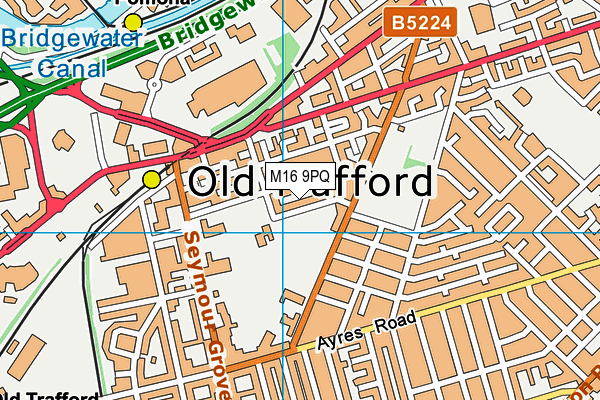 Old Trafford Sports Barn map (M16 9PQ) - OS VectorMap District (Ordnance Survey)