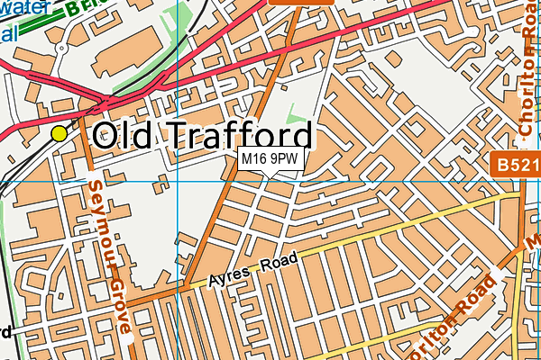 M16 9PW map - OS VectorMap District (Ordnance Survey)