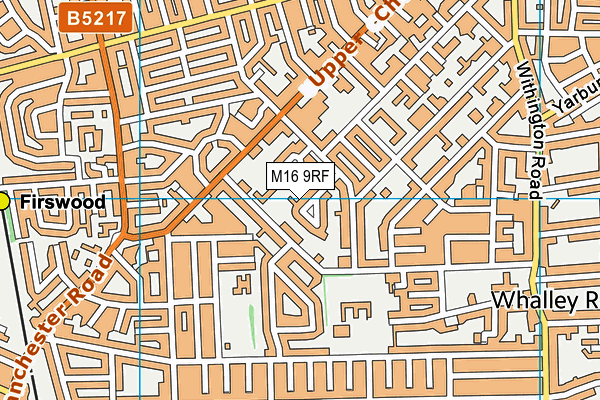 M16 9RF map - OS VectorMap District (Ordnance Survey)