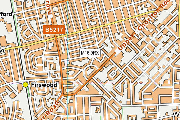 M16 9RX map - OS VectorMap District (Ordnance Survey)