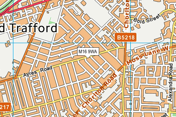 M16 9WA map - OS VectorMap District (Ordnance Survey)