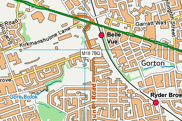 Annie Lees Park map (M18 7BQ) - OS VectorMap District (Ordnance Survey)