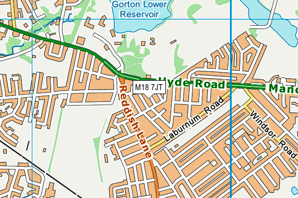 M18 7JT map - OS VectorMap District (Ordnance Survey)