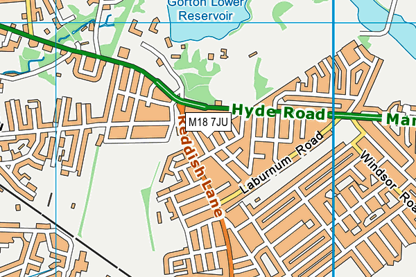 M18 7JU map - OS VectorMap District (Ordnance Survey)