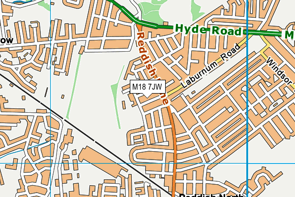 M18 7JW map - OS VectorMap District (Ordnance Survey)