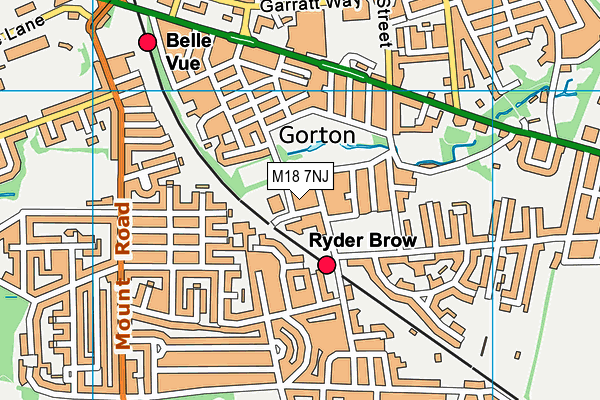 West Gorton Playing Field map (M18 7NJ) - OS VectorMap District (Ordnance Survey)