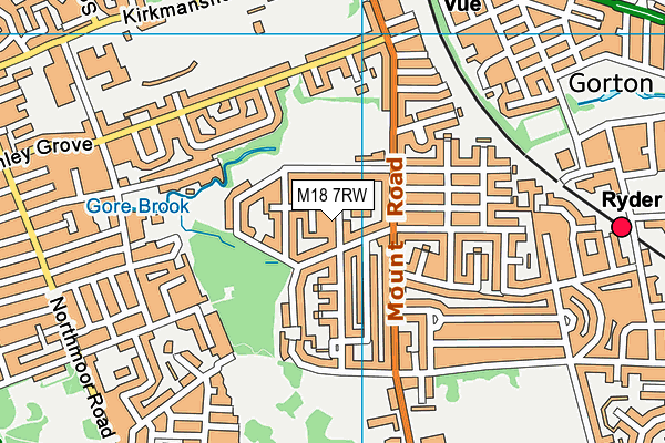 M18 7RW map - OS VectorMap District (Ordnance Survey)