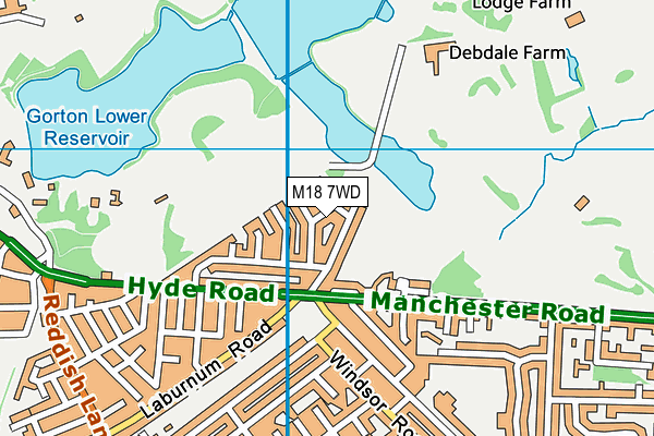M18 7WD map - OS VectorMap District (Ordnance Survey)