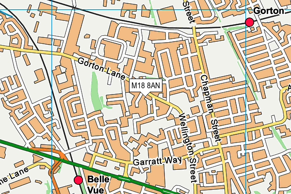 M18 8AN map - OS VectorMap District (Ordnance Survey)