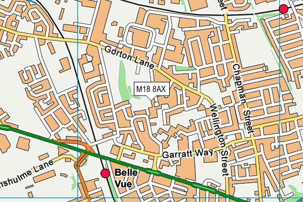 M18 8AX map - OS VectorMap District (Ordnance Survey)
