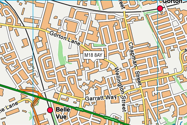 M18 8AY map - OS VectorMap District (Ordnance Survey)