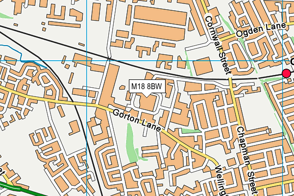 M18 8BW map - OS VectorMap District (Ordnance Survey)