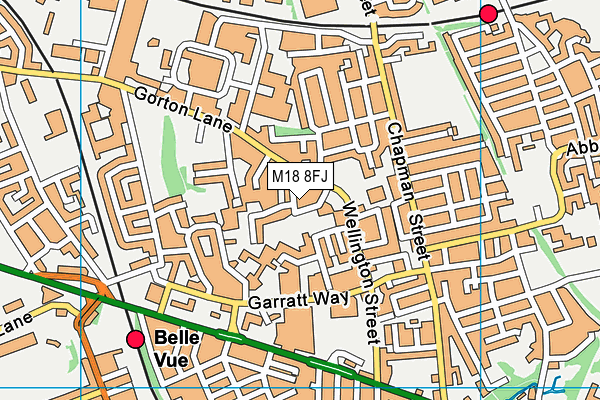 M18 8FJ map - OS VectorMap District (Ordnance Survey)