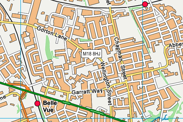 M18 8HJ map - OS VectorMap District (Ordnance Survey)