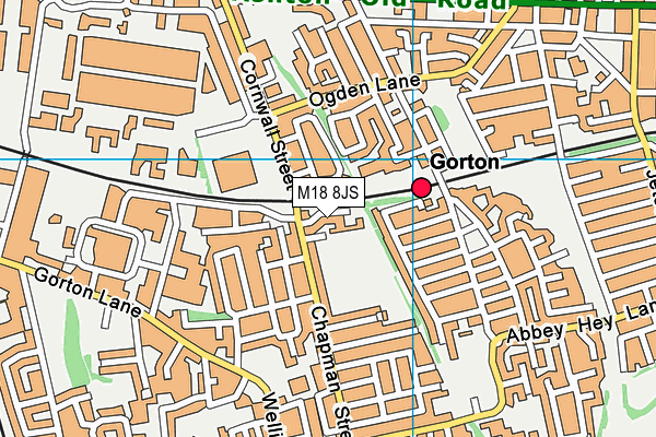 M18 8JS map - OS VectorMap District (Ordnance Survey)