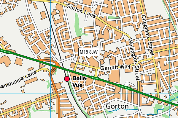 M18 8JW map - OS VectorMap District (Ordnance Survey)