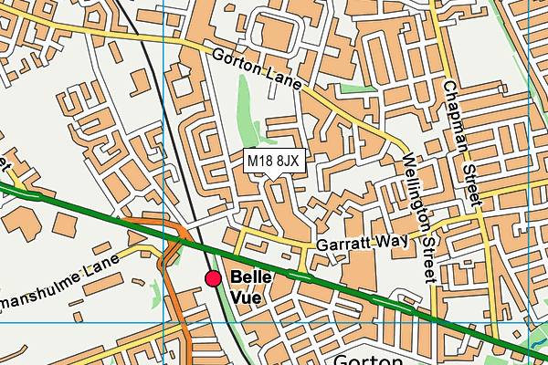 M18 8JX map - OS VectorMap District (Ordnance Survey)