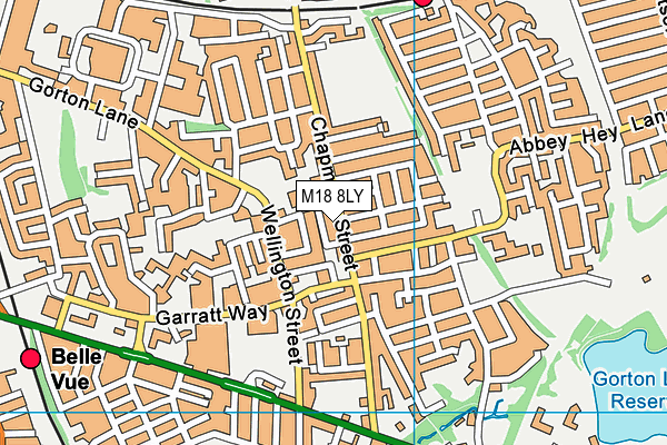 M18 8LY map - OS VectorMap District (Ordnance Survey)