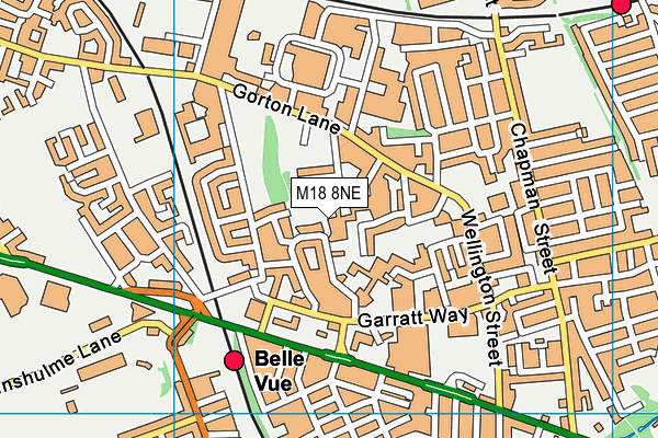 M18 8NE map - OS VectorMap District (Ordnance Survey)