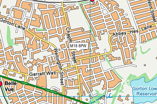 M18 8PW map - OS VectorMap District (Ordnance Survey)