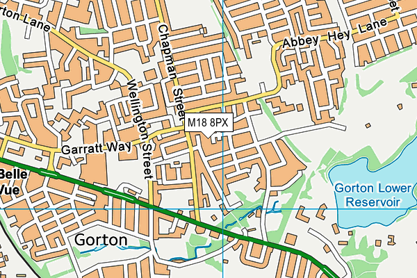 M18 8PX map - OS VectorMap District (Ordnance Survey)