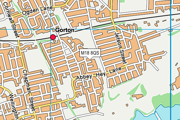 M18 8QS map - OS VectorMap District (Ordnance Survey)