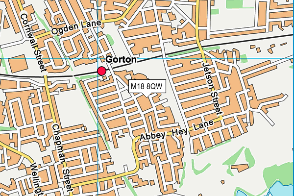 M18 8QW map - OS VectorMap District (Ordnance Survey)