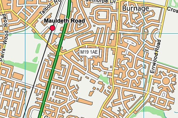 M19 1AE map - OS VectorMap District (Ordnance Survey)