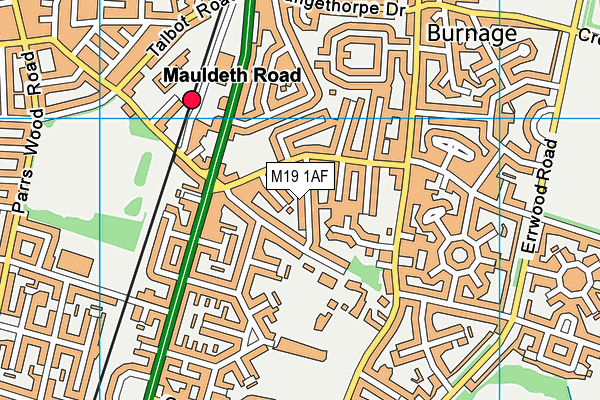 M19 1AF map - OS VectorMap District (Ordnance Survey)