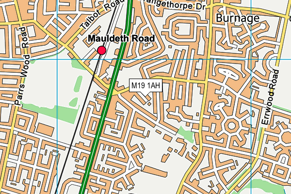 M19 1AH map - OS VectorMap District (Ordnance Survey)