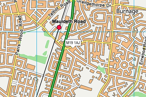 M19 1AJ map - OS VectorMap District (Ordnance Survey)