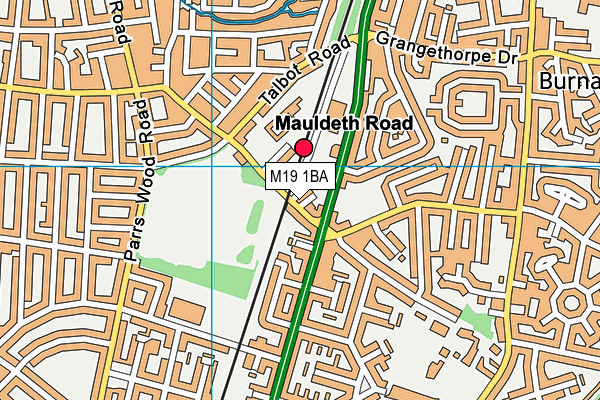 M19 1BA map - OS VectorMap District (Ordnance Survey)