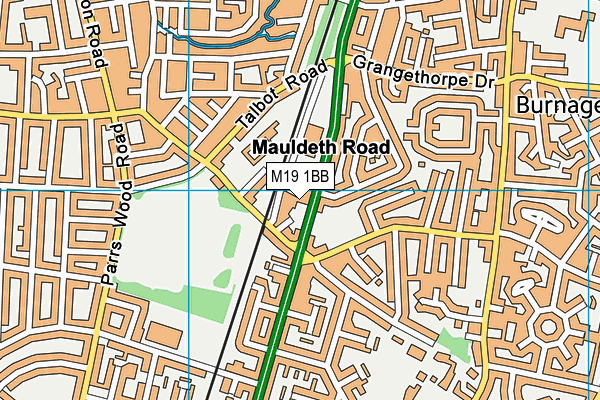 M19 1BB map - OS VectorMap District (Ordnance Survey)