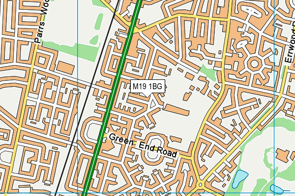 M19 1BG map - OS VectorMap District (Ordnance Survey)