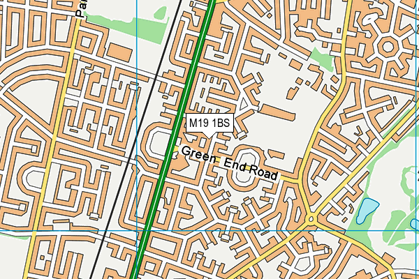 M19 1BS map - OS VectorMap District (Ordnance Survey)