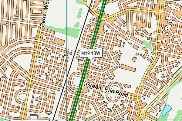 M19 1BW map - OS VectorMap District (Ordnance Survey)