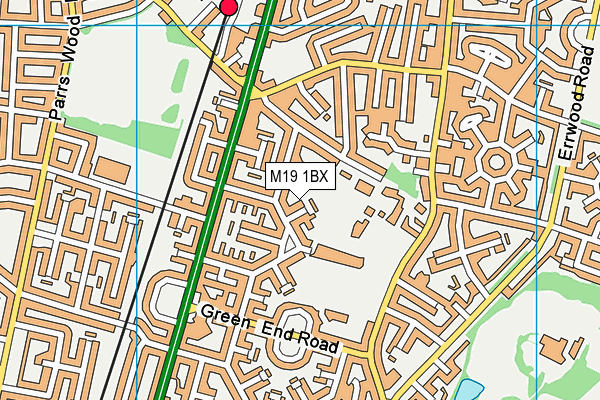 M19 1BX map - OS VectorMap District (Ordnance Survey)