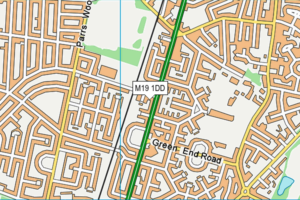 M19 1DD map - OS VectorMap District (Ordnance Survey)